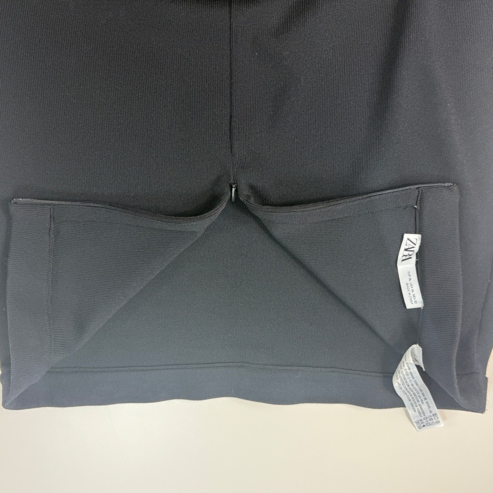 Zara Womens Black Maxi Skirt XL Knit Stretch Minimalist Bodycon Elegant - Picture 4 of 10